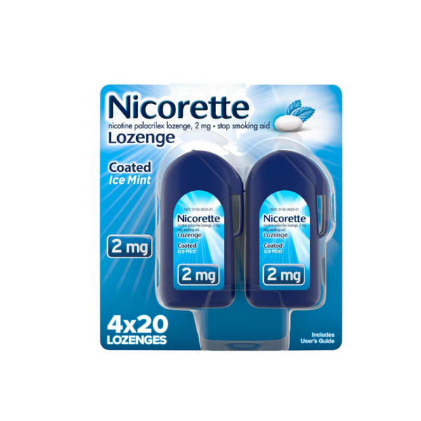Nicorette 2 mg Coated Nicotine Lozenges to Help Stop Smoking - Ice Mint Flavored Stop Smoking Aid, 80 Count