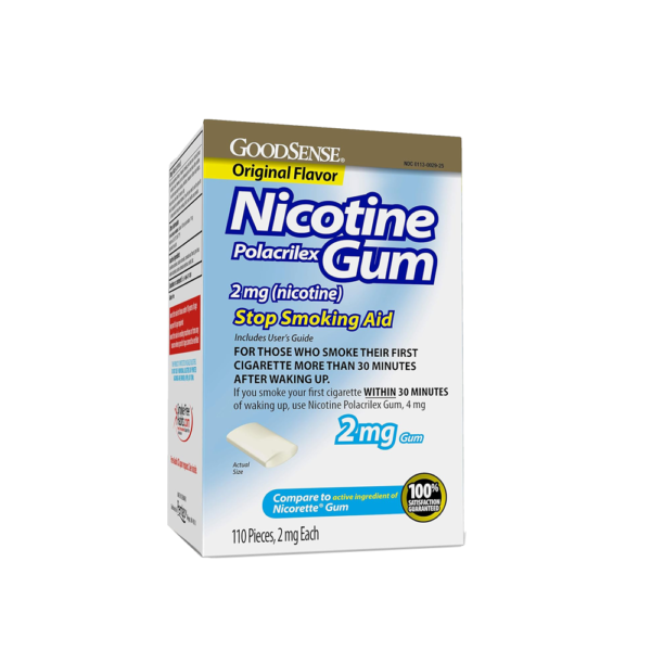 Good Sense Nicotine Polacrilex Uncoated Gum 2 mg, White Original, 110 Count