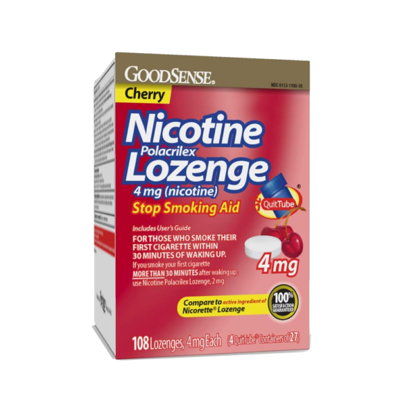 GoodSense Nicotine Lozenge 4 mg, Reduce Nicotine Cravings and Stop Smoking with a Nicotine Replacement Therapy, 108 Count