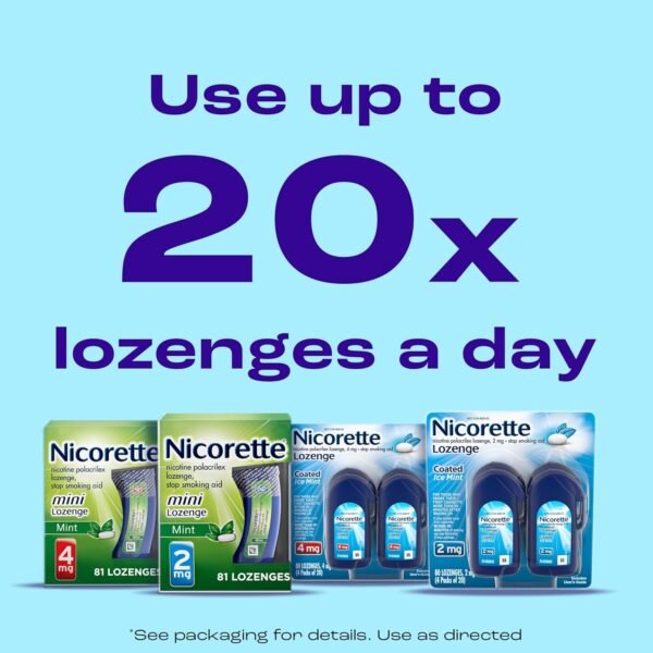 Nicorette 2 mg Coated Nicotine Lozenges to Help Stop Smoking - Ice Mint Flavored Stop Smoking Aid, 80 Count - Image 12