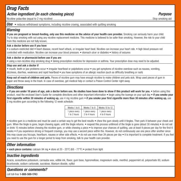 Nicorette 2 mg Nicotine Gum to Quit Smoking - Fruit Chill Flavored Stop Smoking Aid, 100 Count - Image 9